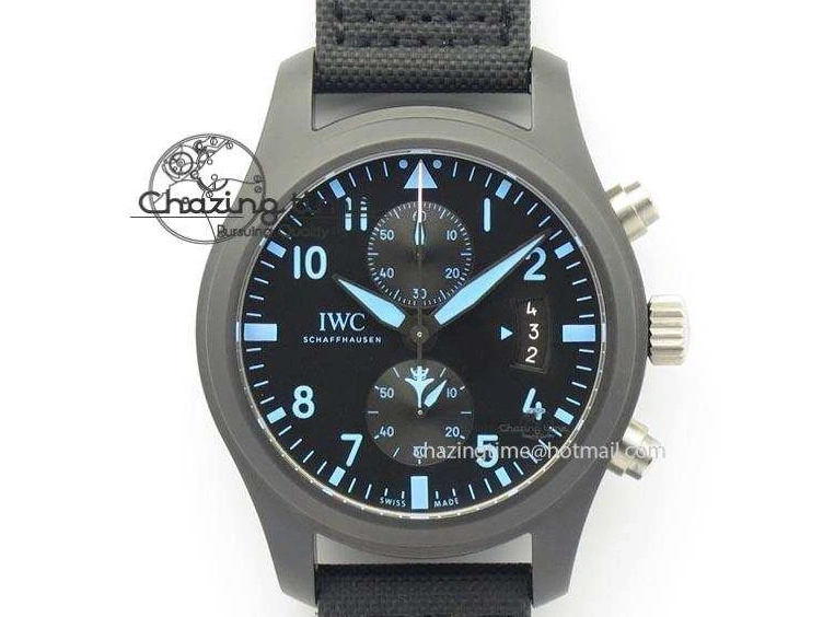 MIROTIME 0521 Pilot Chrono IW388003 Real Ceramic V6F 1:1 Best Edition On Black Nylon Strap A StreetReady 7284